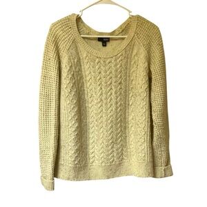 a.n.a. Women’s Ivory Speckled Wool Blend Raglan Sleeves Pullover Sweater, Sz L